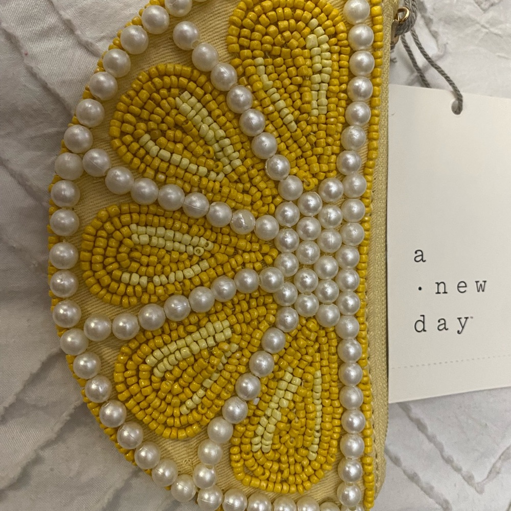 A New Day Yellow Citrus Beaded Wristlet